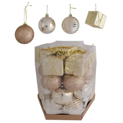 Gold Christmas Baubles & Gift Box Set - All